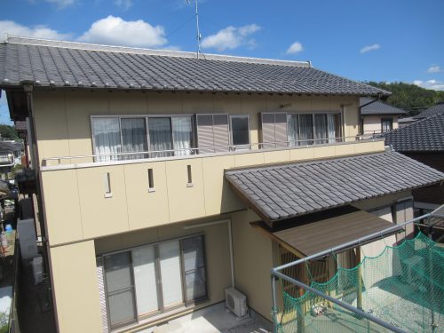 岐阜県関市平賀町　和風住宅　リシン壁　塗替え工事　超低汚染塗料使用