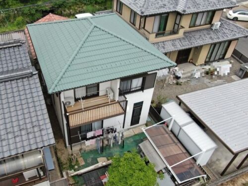 関市のモルタル外壁のクラック補修と塗装工事を行いました　